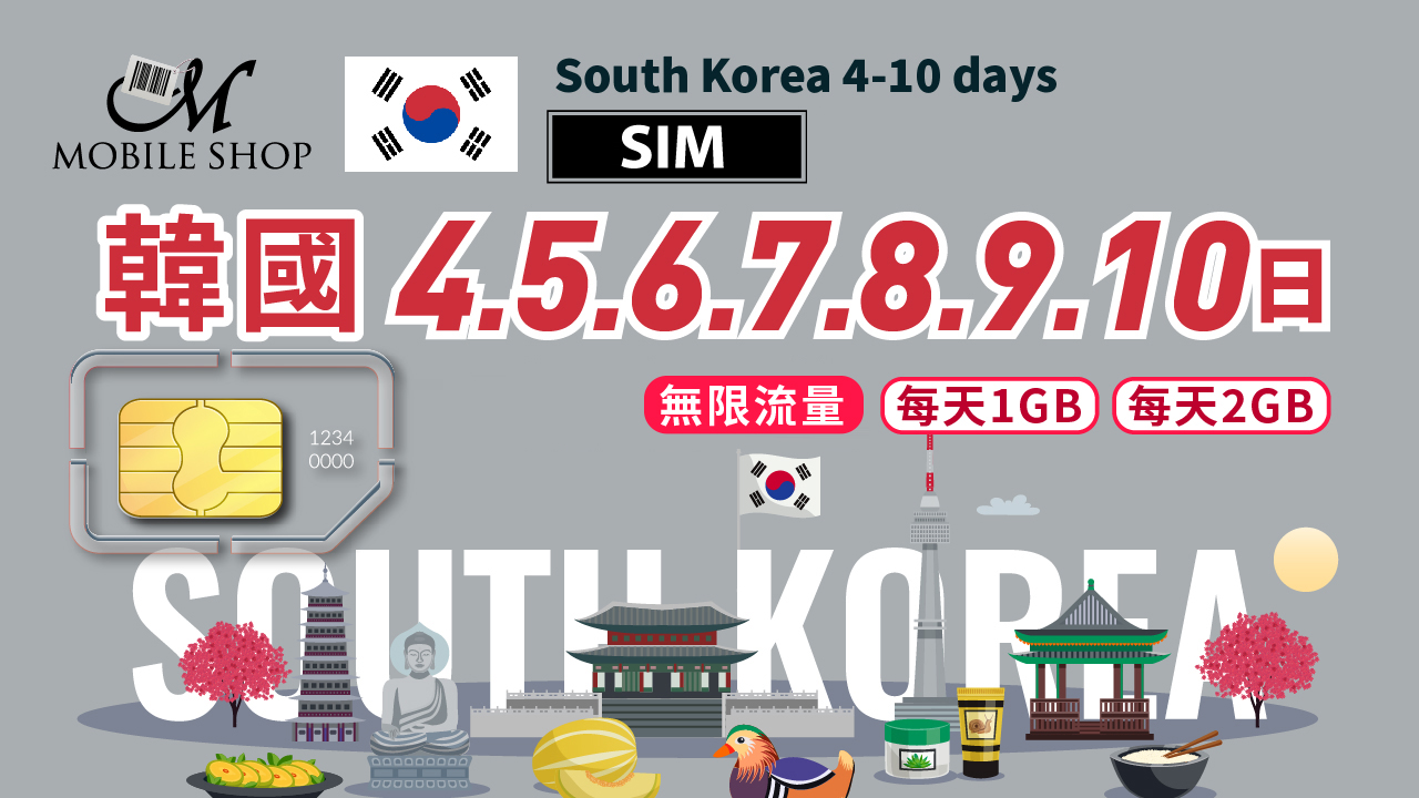 SIM Korea 5. 8 days unlimited data
