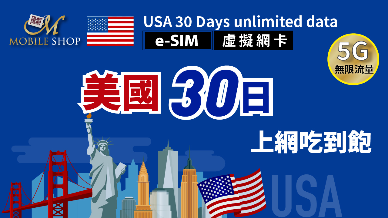 eSIM USA 30 Days 30GB 50GB Unlimited data
